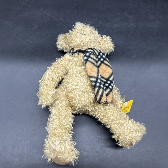 Vintage Sunkid Teddy Bear 11" Stuffed Plush Animal Germany Plaid Scarf Sweater - Picture 10 of 16